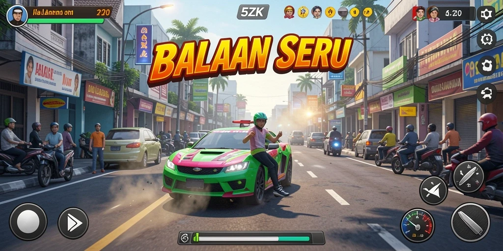 Screenshot gameplay balap yang seru dari 5ZK.