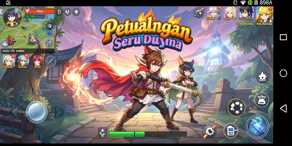 Screenshot gameplay 898A menampilkan karakter anime dalam aksi penuh warna.