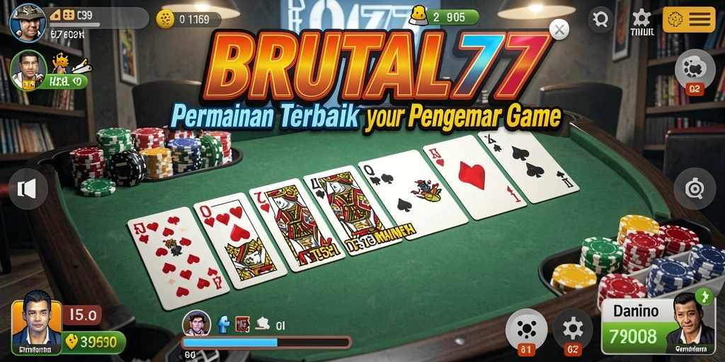 Screenshot gameplay BRUTAL77 yang menggambarkan keseruan bermain Domino.