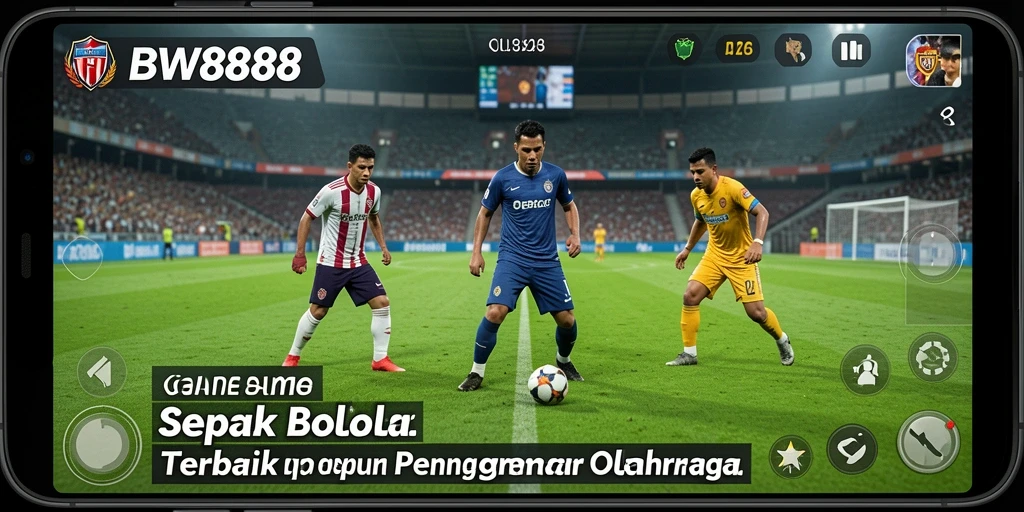 Cuplikan gameplay BW888 yang menampilkan aksi sepak bola yang mendebarkan.