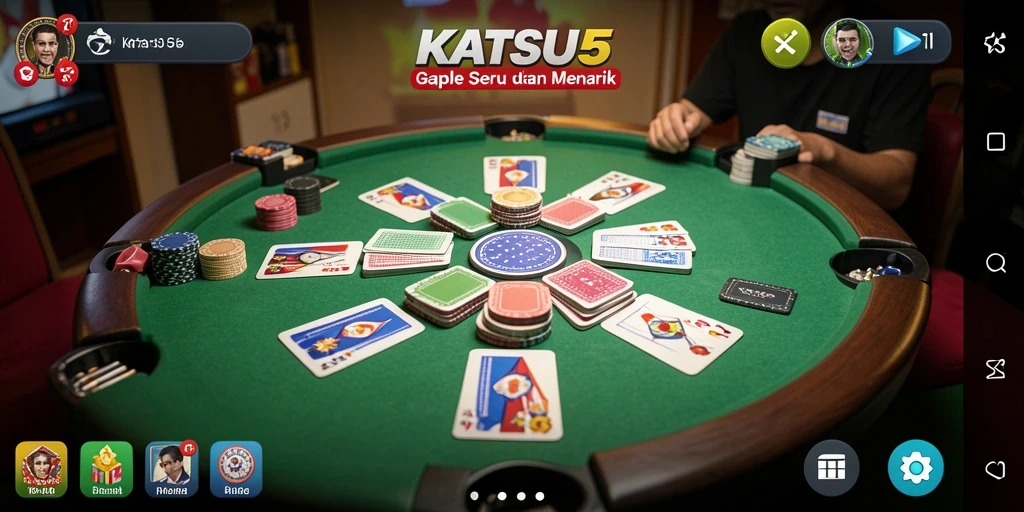 Tampilan gameplay seru KATSU5 dalam permainan Gaple.