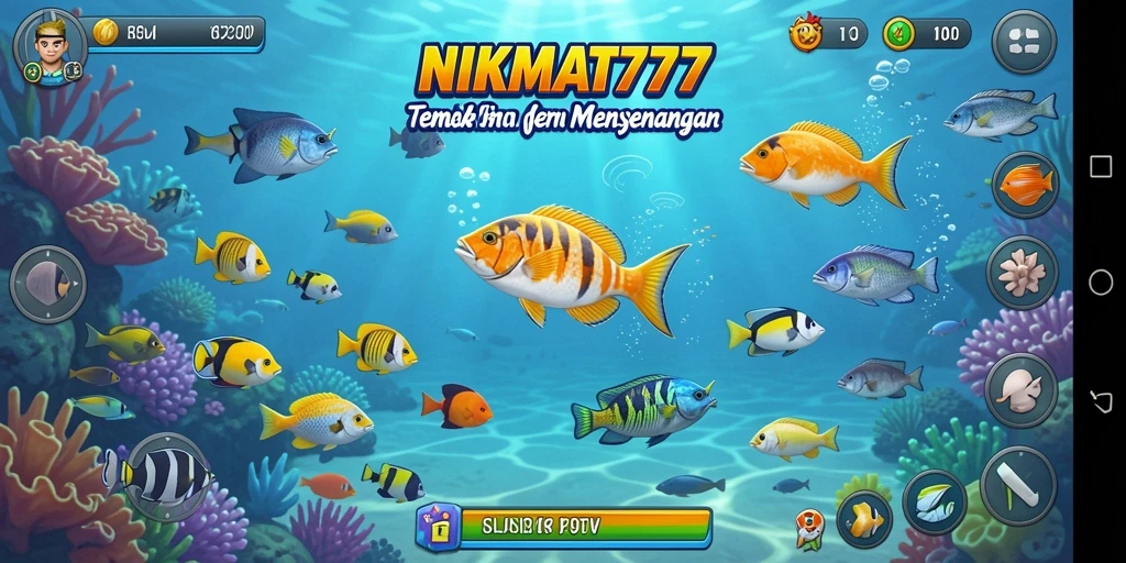 Tampilan gameplay seru dari NIKMAT777 dengan aksi menembak ikan.