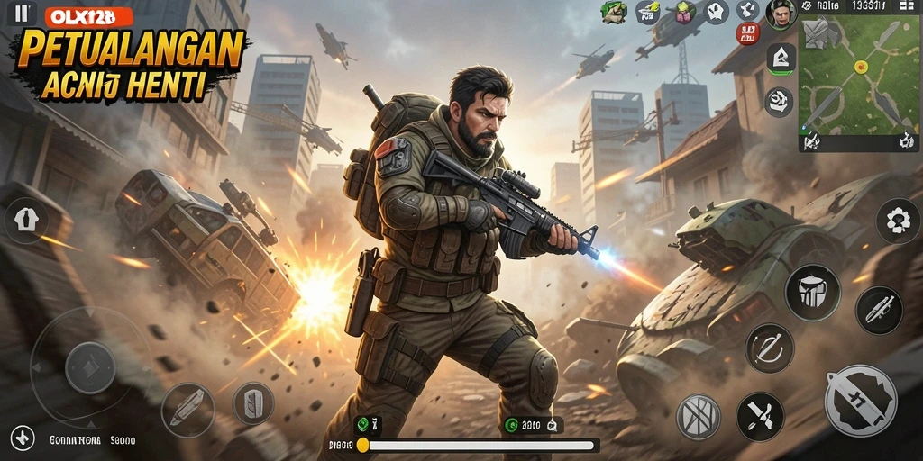 Screenshot gameplay OLX128 yang menunjukkan aksi seru di lapangan.