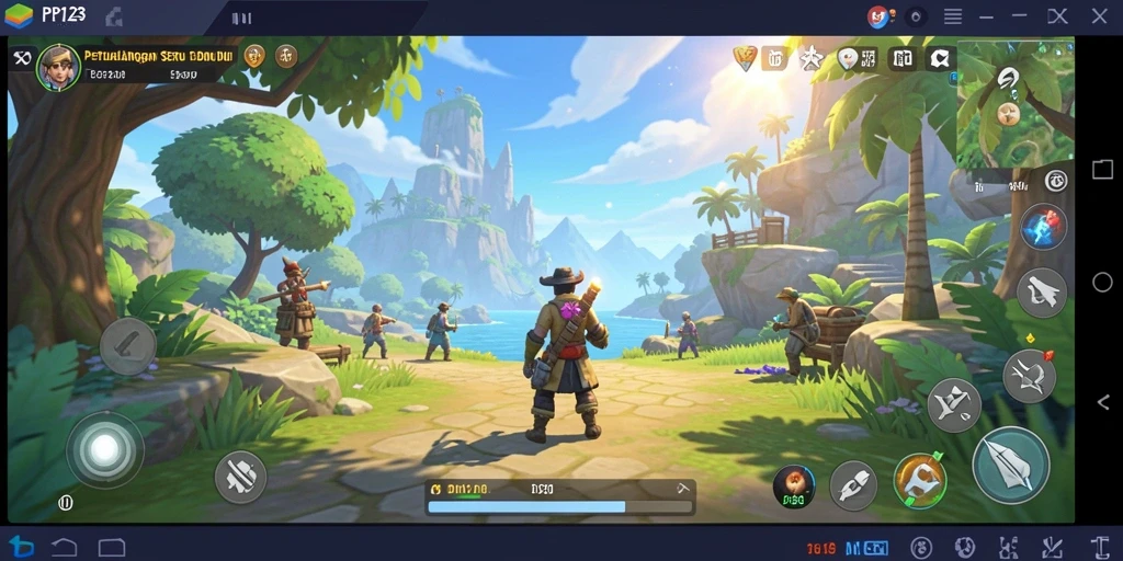 Screenshot gameplay PP123 yang menyoroti dunia terbuka yang luas dan indah.