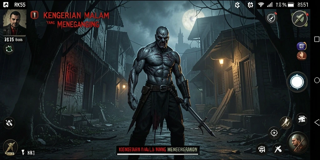 Tangkapan layar menampilkan gameplay menegangkan di RK55 dengan kegelapan yang mencekam.