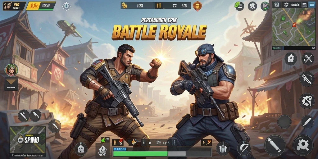 Tangkapan layar menarik dari gameplay SPIN88 dalam pertempuran Battle Royale.