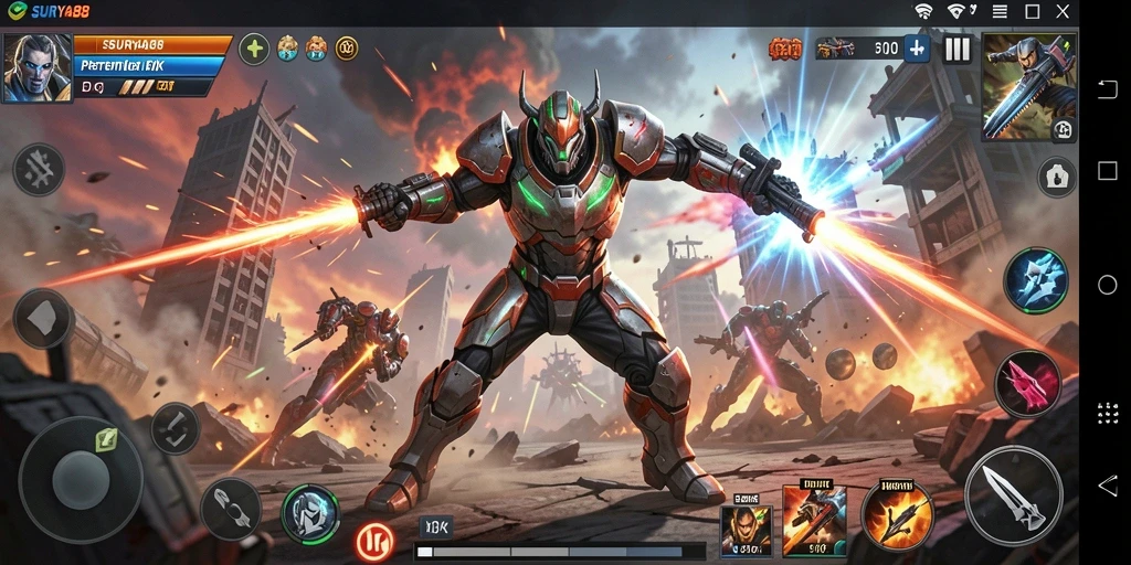 Screenshot menampilkan pertarungan seru dalam SURYA88 dengan grafis yang menakjubkan.