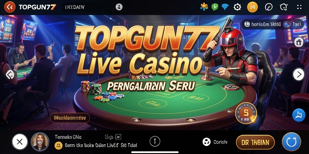 Tangkapan layar gameplay Live Casino di aplikasi TOPGUN77 yang mendebarkan.
