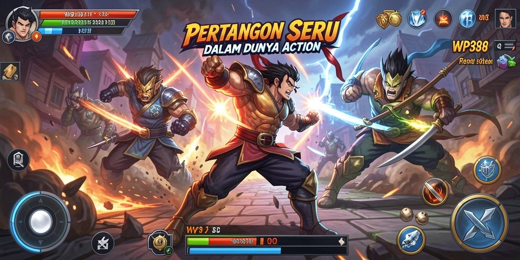 Screenshot WP888 menampilkan aksi seru di tengah pertarungan.